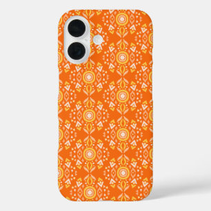 Vintage-Boho-Formenmuster in Orange und Gelb iPhone 16 Hülle