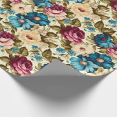 Vintage boho-französische antike Blume Geschenkpapier (Ecke)