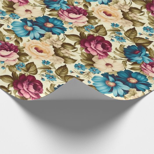 Vintage boho-französische antike Blume Geschenkpapier (Ecke)