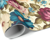 Vintage boho-französische antike Blume Geschenkpapier (Rolleneckpunkt)