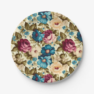 Vintage boho-französische antike Blume Pappteller