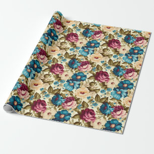 Vintage Boho französische antike Blumen Geschenkpapier