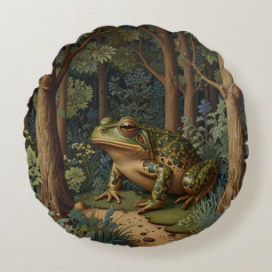 Vintage Boho Frosch Wald Forst Rundes Kissen