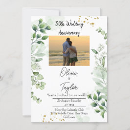 Vintage Boho Greenery Wedding Anniversary Einladung