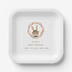 Vintage Boho-Hasen-Kranz-Baby-Party Pappteller