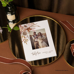 Vintage Boho Herbst Foto Hochzeit Tisch Nummer Dankeskarte