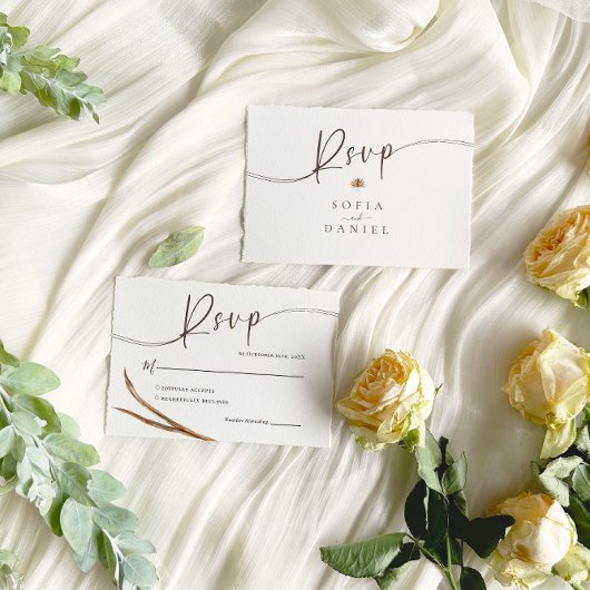 Vintage Boho Herbsthochzeit RSVP Karte