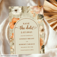 Vintage Boho Kupfer Oliven Blumen Save The Date
