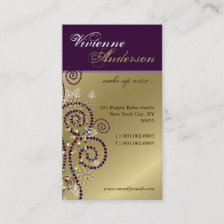 Vintage Boho lila Spirale-goldene Visitenkarte