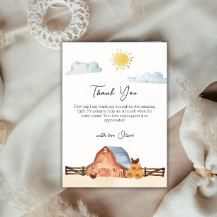 Vintage Boho lokal aufgezogene Farm Barn Baby Show Dankeskarte