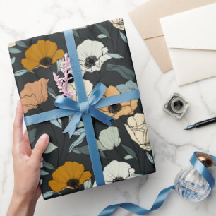Vintage Boho Mohnblumen Muster Geschenkpapier