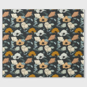 Vintage Boho Mohnblumen Muster Geschenkpapier (Flach)