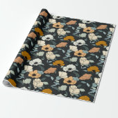 Vintage Boho Mohnblumen Muster Geschenkpapier (Ungerollt)