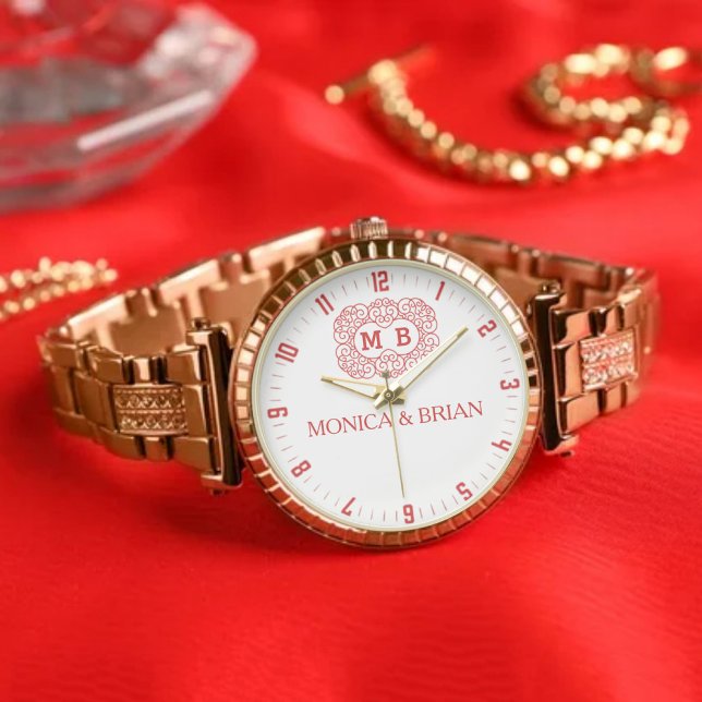 Vintage Boho Monogram Letters Couple’s  Armbanduhr (Von Creator hochgeladen)