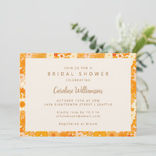 Vintage Boho Orange Blumen Hochzeitsdusche Einladung