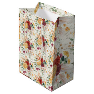 Vintage Boho Pampas Floral Antiquität Handschrift Mittlere Geschenktüte