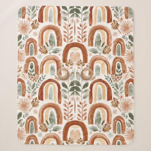 Vintage Boho Regenbogen  Sherpadecke (Vorderseite)