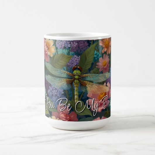 Vintage boho-schicke Pastell-Blütengarten-Libelle Kaffeetasse (Mittel)