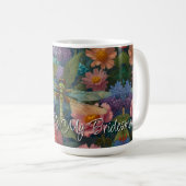 Vintage boho-schicke Pastell-Blütengarten-Libelle Kaffeetasse (VorderseiteRechts)
