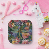 Vintage boho-schicke Pastell-Blütengarten-Libelle Pappteller (Party)