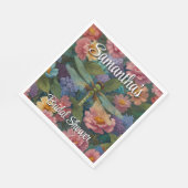 Vintage boho-schicke Pastell-Blütengarten-Libelle Serviette (Ecke)