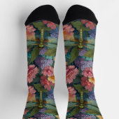 Vintage boho-schicke Pastell-Blütengarten-Libelle Socken (Oben)