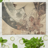 Vintage Boho Sideview Frauen und Halbmond Geschirrtuch (Gefaltet)