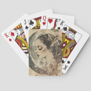 Vintage Boho Sideview Frauen und Halbmond Spielkarten