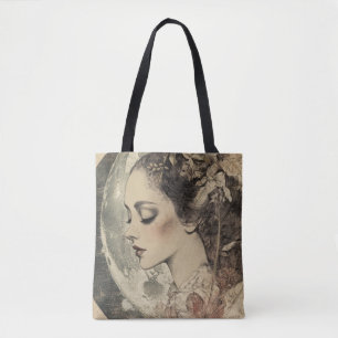 Vintage Boho Sideview Frauen und Halbmond Tasche