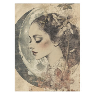 Vintage Boho Sideview Frauen und Halbmond Tischdecke