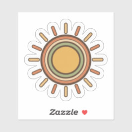 Vintage Boho Sun Sticker – Retro Minimal Earthy