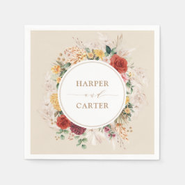 Vintage Boho Tropical Pampas Grass Floral Wedding Serviette