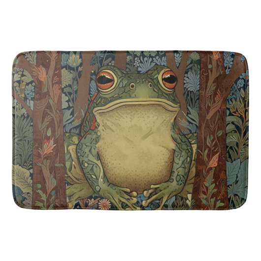 Vintage Boho Wald Frosch Badematte (Vorderseite)