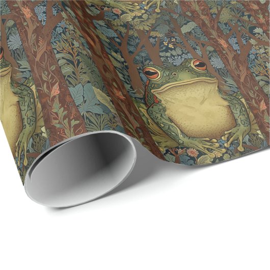Vintage Boho-Wald-Frosch Geschenkpapier (Rolleneckpunkt)