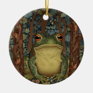 Vintage Boho-Wald-Frosch Keramik Ornament