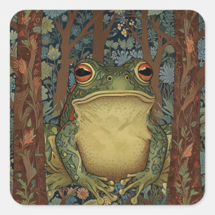 Vintage Boho-Wald-Frosch Quadratischer Aufkleber