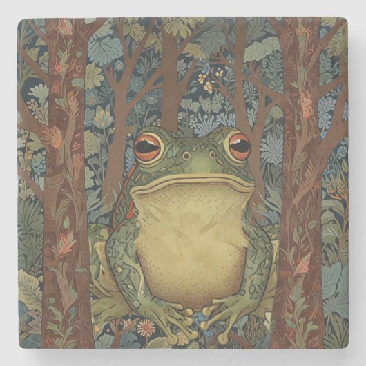 Vintage Boho-Wald-Frosch Steinuntersetzer (Vorderseite)