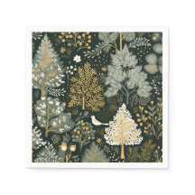 Vintage Boho Weiße Grüne Goldene Weihnachtsbäume
