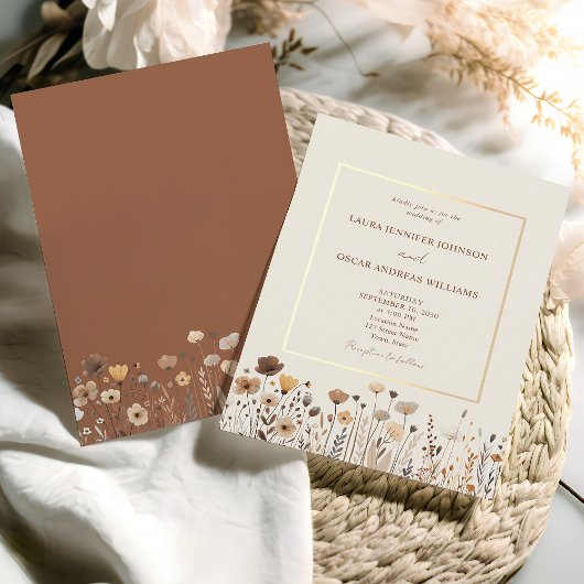 Vintage Boho Wildblumen Einladung Hochzeit