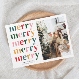 Vintage Bold Merry Christmas Modern Minimal Photo Feiertagskarte