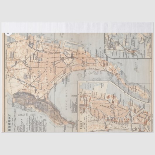 Vintage Bombay map Seidenpapier (Vorderseite)