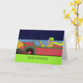 Vintage Bön-Reise, klassisches Fahrrad bei Nacht Karte (Gelbe Blume)