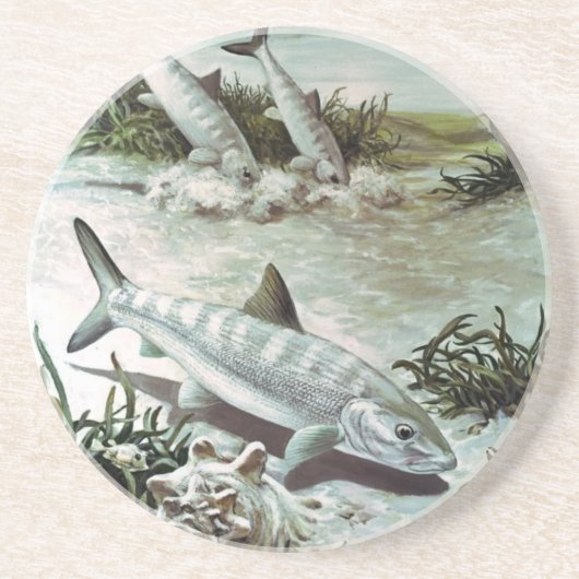 Vintage Bonefish Underwater Scene Getränkeuntersetzer (Vorne)