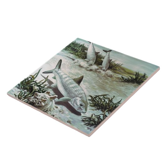 Vintage Bonefish-Unterwasserszene Fliese (Seite)