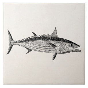 Vintage Bonito-Fisch - Vorlage für Wasserfische Fliese