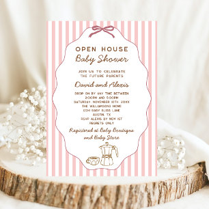 Vintage Bonjour Bebe Open House Girl Babydusche Einladung