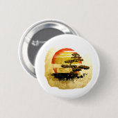 Vintage Bonsaisgrafischer Grunge-Blick mit Sun Button (Vorne & Hinten)