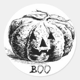 Vintage Boo Jack O' Lantern Kürbis Runder Aufkleber