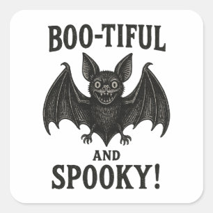 Vintage Boo-tiful und Gruselige Fledermaus Hallowe Quadratischer Aufkleber