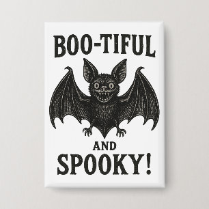 Vintage Boo-tiful und Gruseliger Halloween-Flederm Button